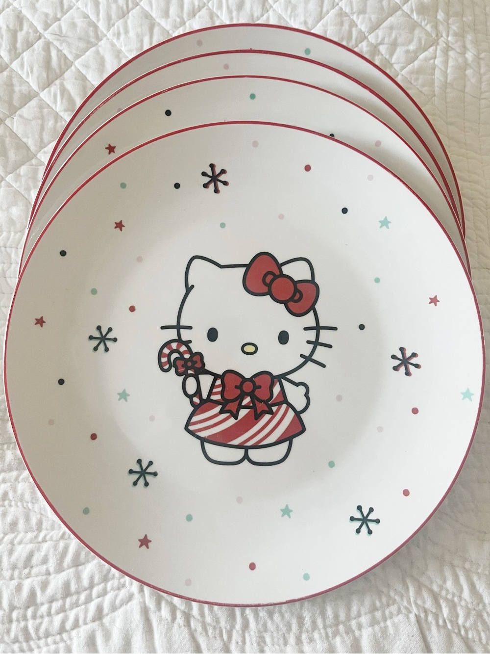 Hello Kitty Holiday Large Ceramic Dinner Plates- Set of 4